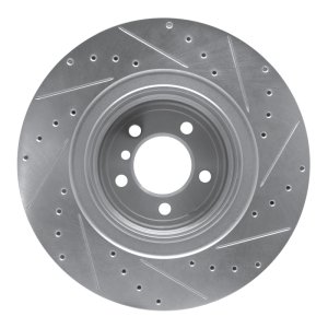 BMW ALPINA B7 Brake Rotor (1) - Rear Left - R1 Concepts - Drilled & Slotted - Silver - `07-`08